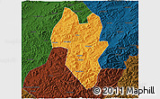 Political 3D Map of Tonghua Shi, darken
