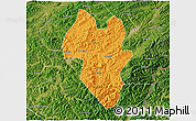 Political 3D Map of Tonghua Shi, satellite outside