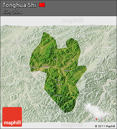 Satellite 3D Map of Tonghua Shi, lighten