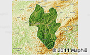 Satellite 3D Map of Tonghua Shi, physical outside