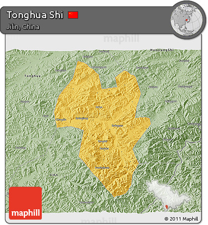 Savanna Style 3D Map of Tonghua Shi