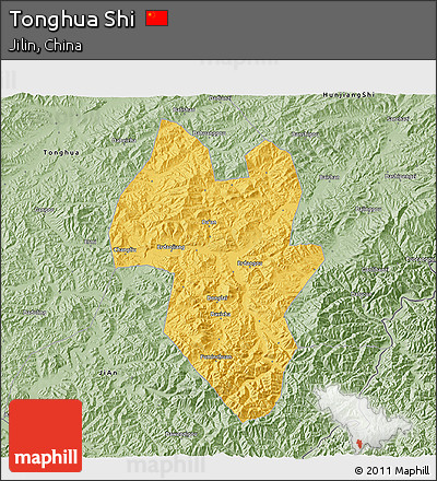 Savanna Style 3D Map of Tonghua Shi