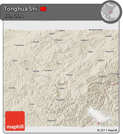 Shaded Relief 3D Map of Tonghua Shi