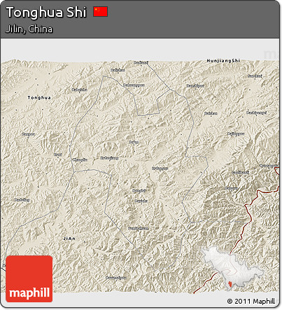 Shaded Relief 3D Map of Tonghua Shi