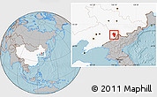 Gray Location Map of Tonghua Shi, highlighted country, hill shading