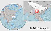 Gray Location Map of Tonghua Shi, highlighted parent region, hill shading