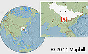 Savanna Style Location Map of Tonghua Shi, highlighted parent region, hill shading