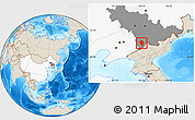Shaded Relief Location Map of Tonghua Shi, highlighted country, highlighted parent region