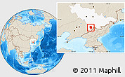 Shaded Relief Location Map of Tonghua Shi, highlighted parent region
