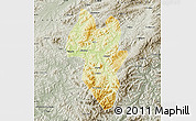 Physical Map of Tonghua Shi, semi-desaturated