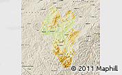 Physical Map of Tonghua Shi, shaded relief outside