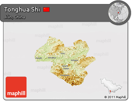 Physical Panoramic Map of Tonghua Shi, cropped outside