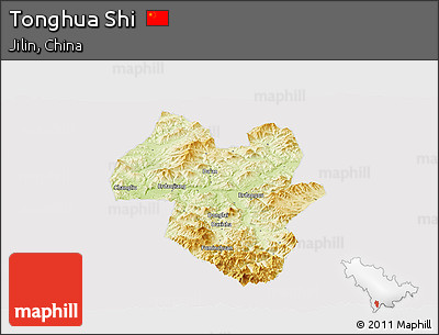 Physical Panoramic Map of Tonghua Shi, cropped outside