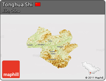 Physical Panoramic Map of Tonghua Shi, cropped outside