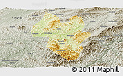 Physical Panoramic Map of Tonghua Shi, semi-desaturated