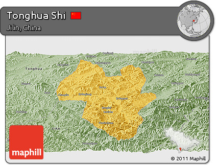 Savanna Style Panoramic Map of Tonghua Shi