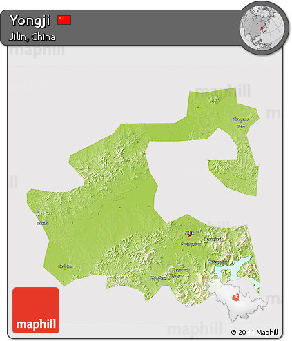 Physical 3D Map of Yongji, cropped outside