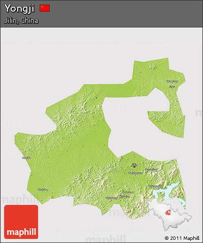 Physical 3D Map of Yongji, cropped outside