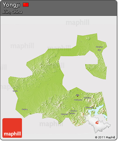 Physical 3D Map of Yongji, cropped outside