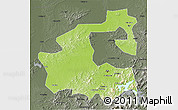 Physical 3D Map of Yongji, darken, semi-desaturated