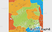 Physical 3D Map of Yongji, political outside