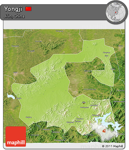 Physical 3D Map of Yongji, satellite outside