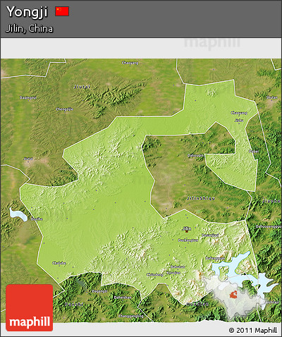 Physical 3D Map of Yongji, satellite outside