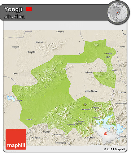 Physical 3D Map of Yongji, shaded relief outside