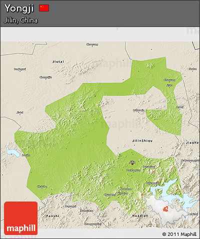 Physical 3D Map of Yongji, shaded relief outside
