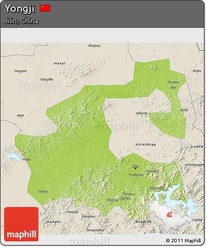 Physical 3D Map of Yongji, shaded relief outside