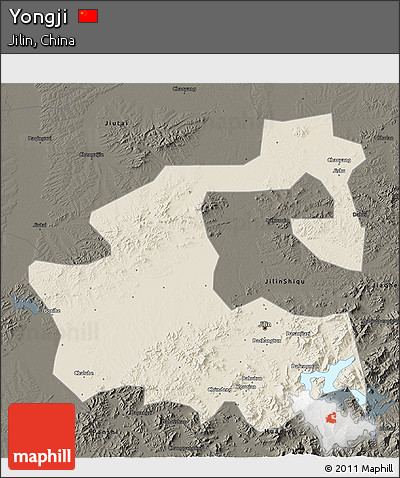 Shaded Relief 3D Map of Yongji, darken