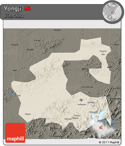 Shaded Relief 3D Map of Yongji, darken