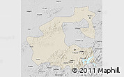 Shaded Relief 3D Map of Yongji, desaturated