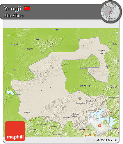 Shaded Relief 3D Map of Yongji, physical outside
