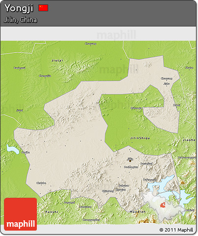 Shaded Relief 3D Map of Yongji, physical outside