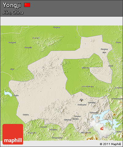 Shaded Relief 3D Map of Yongji, physical outside