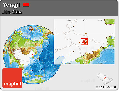 Physical Location Map of Yongji, highlighted country