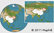 Satellite Location Map of Yongji, highlighted country, within the entire country