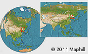 Satellite Location Map of Yongji, highlighted parent region, within the entire country