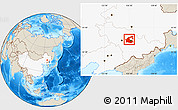 Shaded Relief Location Map of Yongji, highlighted country