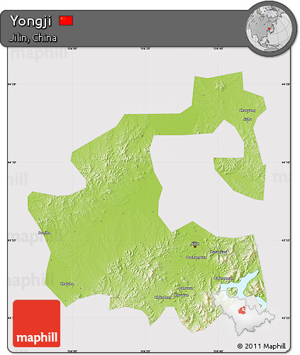 Physical Map of Yongji, cropped outside