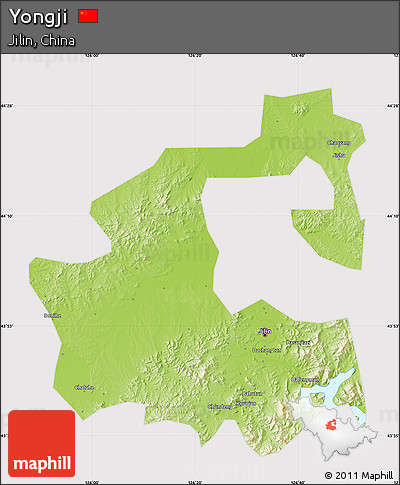 Physical Map of Yongji, cropped outside