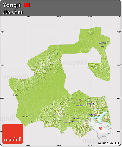 Physical Map of Yongji, cropped outside