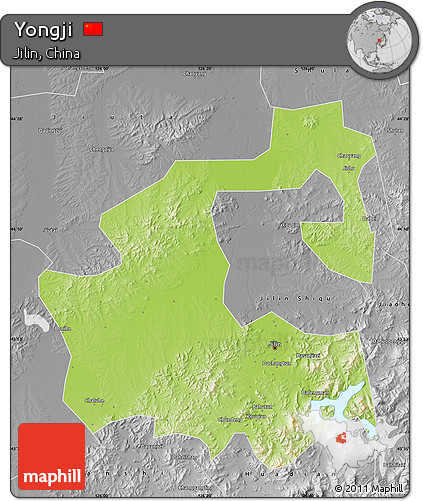 Physical Map of Yongji, desaturated