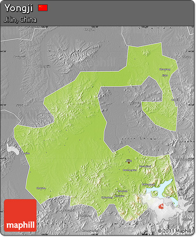 Physical Map of Yongji, desaturated