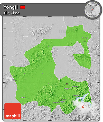 Political Map of Yongji, lighten, desaturated