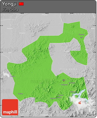 Political Map of Yongji, lighten, desaturated