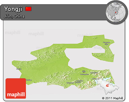 Physical Panoramic Map of Yongji, cropped outside