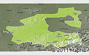 Physical Panoramic Map of Yongji, darken, semi-desaturated