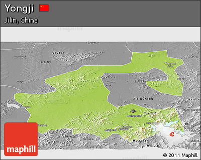 Physical Panoramic Map of Yongji, desaturated
